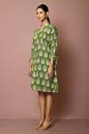 Shop_Arihant Rai Sinha_Green Cotton Peace Buddha Print Dress_Online_at_Aza_Fashions