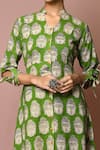 Arihant Rai Sinha_Green Cotton Peace Buddha Print Dress_at_Aza_Fashions