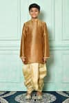 Buy_Petite Pomme_Brown Silk Pearls, Embroidery Buttoned Kurta With Dhoti Pant _Online_at_Aza_Fashions