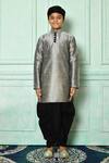 Buy_Arihant Rai Sinha_Grey Dupion Art Silk Patterned Kurta And Dhoti Set _Online_at_Aza_Fashions