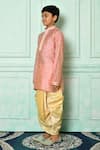 Petite Pomme_Pink Silk Embroidery Kurta And Dhoti Pant Set _at_Aza_Fashions