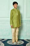 Arihant Rai Sinha_Green Dupion Art Silk Embroidered Kurta And Churidar Set _at_Aza_Fashions