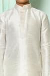 Arihant Rai Sinha_Off White Dupion Art Silk Straight Mandarin Collar Kurta _Online_at_Aza_Fashions