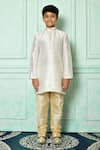 Buy_Arihant Rai Sinha_Off White Dupion Art Silk Straight Mandarin Collar Kurta _Online_at_Aza_Fashions