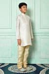 Arihant Rai Sinha_Off White Dupion Art Silk Straight Mandarin Collar Kurta _at_Aza_Fashions