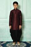 Arihant Rai Sinha_Wine Dupion Art Silk Straight Kurta And Dhoti Pant Set _at_Aza_Fashions