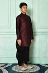 Shop_Arihant Rai Sinha_Wine Dupion Art Silk Straight Kurta And Dhoti Pant Set 