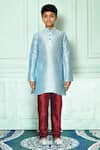 Buy_Arihant Rai Sinha_Blue Dupion Art Silk Patterned Kurta _Online_at_Aza_Fashions