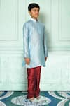 Arihant Rai Sinha_Blue Dupion Art Silk Patterned Kurta _at_Aza_Fashions