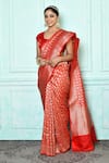 Buy_Pinki Sinha_Red Pure Silk Woven Floral Banarasi Saree _Online_at_Aza_Fashions