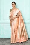 Buy_Pinki Sinha_Pink Pure Silk Woven Floral Pattern Banarasi Saree _Online_at_Aza_Fashions