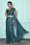 Buy_Khwaab by Sanjana Lakhani_Blue Georgette Woven Stripes Pattern Saree _Online_at_Aza_Fashions