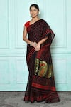 Buy_Samyukta Singhania_Black Silk Cotton Woven Jamdani Geometric Saree _Online_at_Aza_Fashions