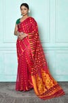 Samyukta Singhania_Pink Silk Cotton Woven Jamdani Saree _Online_at_Aza_Fashions