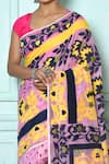 Samyukta Singhania_Pink Silk Cotton Woven Jamdani Floret Saree _Online_at_Aza_Fashions