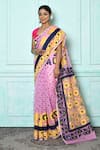 Buy_Samyukta Singhania_Pink Silk Cotton Woven Jamdani Floret Saree _Online_at_Aza_Fashions