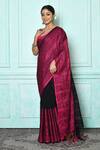 Buy_Adara Khan_Black Pure Cotton Woven Jamdani Floret Saree_Online_at_Aza_Fashions