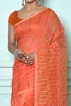 Samyukta Singhania_Peach Silk Cotton Woven Jamdani Saree _Online_at_Aza_Fashions