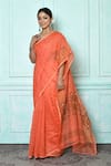 Buy_Samyukta Singhania_Peach Silk Cotton Woven Jamdani Saree _Online_at_Aza_Fashions