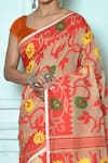 Samyukta Singhania_Beige Silk Cotton Woven Jamdani Blossom Saree _Online_at_Aza_Fashions