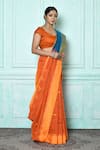 Buy_Samyukta Singhania_Orange Blended Cotton Woven Geometric Pattern Saree _Online_at_Aza_Fashions