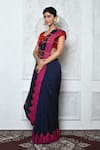 Buy_Samyukta Singhania_Blue Pure Cotton Woven Geometric Saree _Online_at_Aza_Fashions