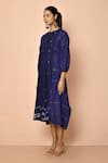 Samyukta Singhania_Blue Handloom Cotton Woven Geometric Round Jamdani Pattern Kurta _at_Aza_Fashions