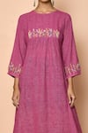 Khwaab by Sanjana Lakhani_Purple Handloom Cotton Woven Checkered Round A-line Kurta _Online_at_Aza_Fashions