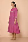 Khwaab by Sanjana Lakhani_Purple Handloom Cotton Woven Checkered Round A-line Kurta _at_Aza_Fashions