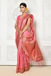 Buy_Naintara Bajaj_Pink Cotton Woven Rose Vine Saree_Online_at_Aza_Fashions