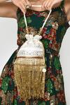 Nayaab By Aleezeh_White Mirror Embellishments Potli Bag_Online_at_Aza_Fashions