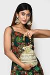 Buy_Nayaab by Aleezeh_Green Zardozi And Sequins Embroidery & Potli Bag_Online_at_Aza_Fashions