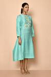 Shop_Samyukta Singhania_Green Cotton Silk Woven Floral Round Jamdani Kurta _Online_at_Aza_Fashions