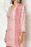 Shop_Adara Khan_Pink Cotton Printed Floral Round Kurta Flared Pant Set _Online_at_Aza_Fashions