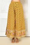 Adara Khan_Yellow Cotton Printed Floral Round Anarkali Set _Online_at_Aza_Fashions