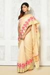 Buy_Khwaab by Sanjana Lakhani_Off White Floral Border Woven Saree_Online_at_Aza_Fashions
