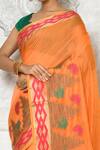 Buy_Nazaakat by Samara Singh_Orange Saree Banarasi Cotton Silk Woven Geometric And Floral Border_Online_at_Aza_Fashions