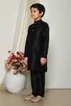 Petite Pomme_Black Silk Straight Plain Kurta With Pant _at_Aza_Fashions