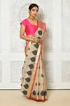 Buy_Khwaab By Sanjana Lakhani_Beige Leaf Pattern Woven Baswara Saree _Online_at_Aza_Fashions