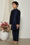 Petite Pomme_Blue Silk Solid Kurta Set With Pant _at_Aza_Fashions