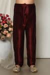 Petite Pomme_Wine Silk Solid Kurta And Pant Set _Online_at_Aza_Fashions