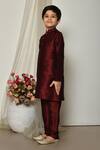 Buy_Petite Pomme_Wine Silk Solid Kurta And Pant Set 