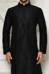 Arihant Rai Sinha_Black Dupion Silk Solid Long Kurta_at_Aza_Fashions