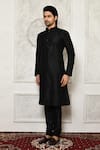 Buy_Arihant Rai Sinha_Black Dupion Silk Solid Long Kurta_Online_at_Aza_Fashions