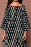 Petite Pomme_Black Cotton Ikat Hand Block Print Dress _Online_at_Aza_Fashions