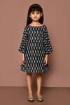 Buy_Petite Pomme_Black Cotton Ikat Hand Block Print Dress _Online_at_Aza_Fashions