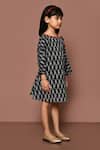 Shop_Petite Pomme_Black Cotton Ikat Hand Block Print Dress _Online_at_Aza_Fashions