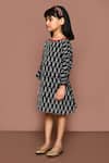 Petite Pomme_Black Cotton Ikat Hand Block Print Dress _at_Aza_Fashions