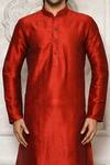 Arihant Rai Sinha_Orange Dupion Silk Solid Full Sleeve Kurta_at_Aza_Fashions