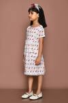 Shop_Banana Bee_White Cotton Hand Block Printed Flamingo Dress_Online_at_Aza_Fashions